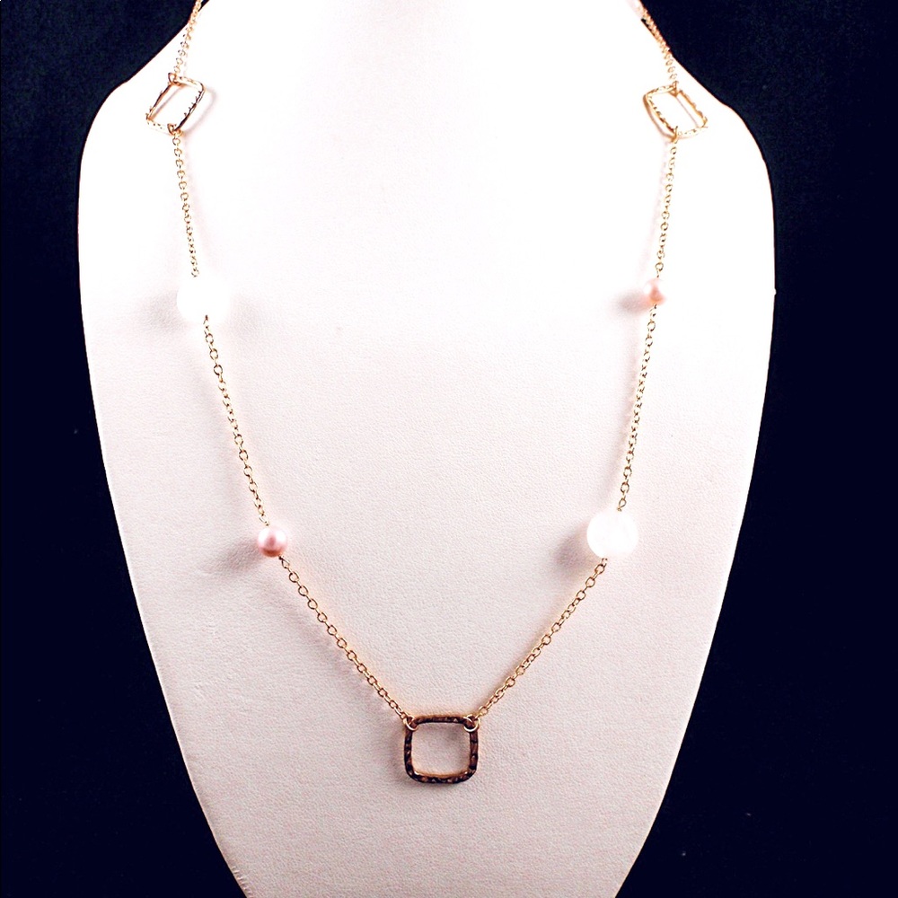 Rose Quartz and pink fresh water pearl necklace.